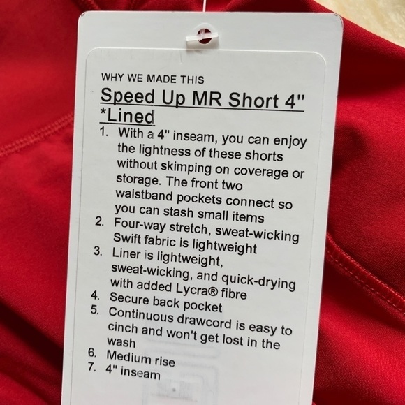 NWT Lululemon Speed Shorts Dark Red Medium Rise - Picture 4 of 10